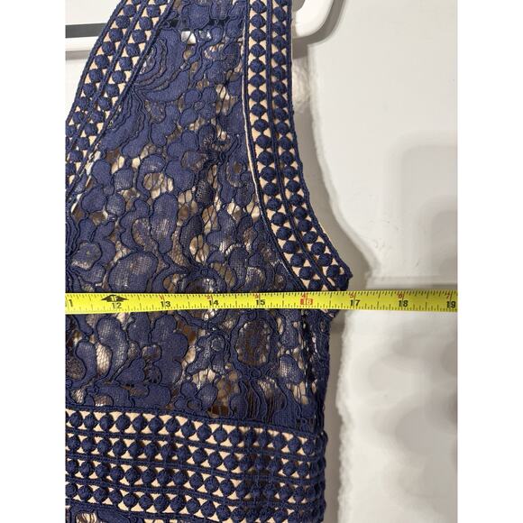 Bardot Morgan Front Slit Lace Cocktail Dress Navy Blue Women's Size 8 - Picture 5 of 5